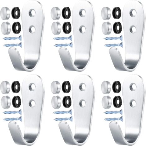 6 ganchos para abrigos de 3 mm con tornillos, de acero inoxidable, para colgar en la pared, con tornillos para el hogar, taquillas, cajones, baño y estanterías. (1/4)