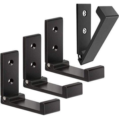 Ganchos de pared plegables negros (paquete de 4) - Ganchos invisibles de aluminio para colgar en la pared, de aleación de aluminio, con 90° de inclinación.