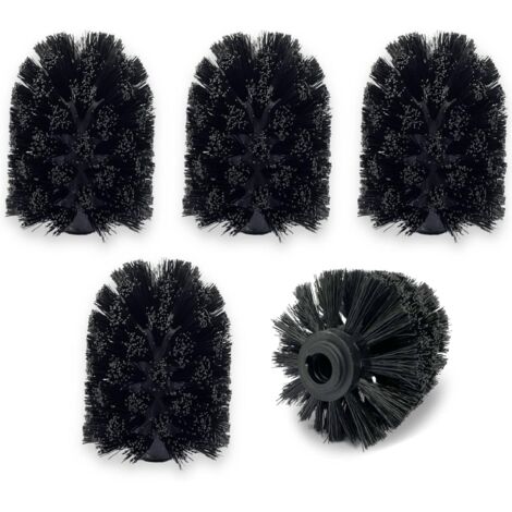 (Paquete de 5) Cabezal de repuesto para escobilla de inodoro de plástico negro, 7 x 7 x 9 cm (cabezal) (1/5)
