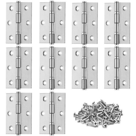 10 bisagras plegables de acero inoxidable para puertas de muebles de piano, bisagras para armarios y ventanas con tornillos (1/5)
