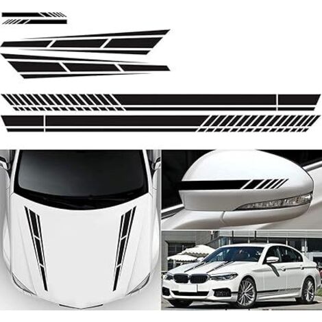 6X Adhesivo para coche, Adhesivo de vinilo con rayas laterales Adhesivo gráfico para lateral de coche, Utilizado para cubierta de decoración de automóviles