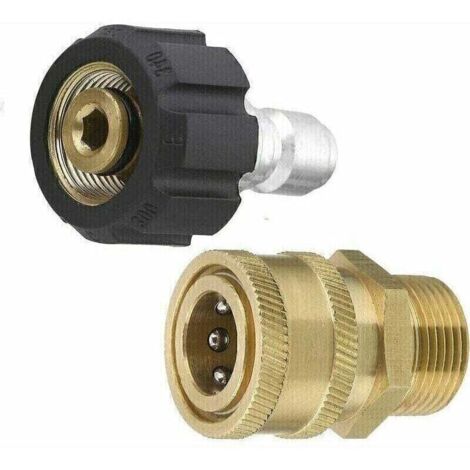 Kit adaptador para hidrolavadora de uso diario - Kit de conexión rápida - Métrico M22 - 15 mm - Conexión hembra giratoria a conector macho M22 - 5000 Psi