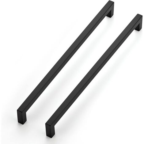 (Paquete de 2) Tiradores negros de 320 mm para muebles de cocina, tiradores de cajón y tiradores de puerta negros para armarios de cocina.