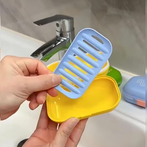 Jabonera De Viaje Con Tapa, Jabonera Portátil Para Ducha, 2 Piezas Azul Rosa 95990210