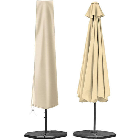 Funda para sombrilla, tela Oxford 210D resistente, impermeable, anti-UV, doble capa, con cremallera (190 × 30 × 50 cm, beige) GrooFoo