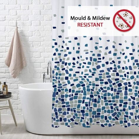 Cortina De Ducha Infantil Con Animales Marinos - 180x180 Cm, Azul, Hipocampos, Peces Y Corales, Impermeable, Con 12 Ganchos