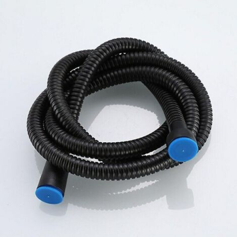 Manguera de ducha flexible de acero inoxidable resistente a las torceduras de 1,5 m (59 pulgadas) con conectores de latón macizo (negra) (1/5)