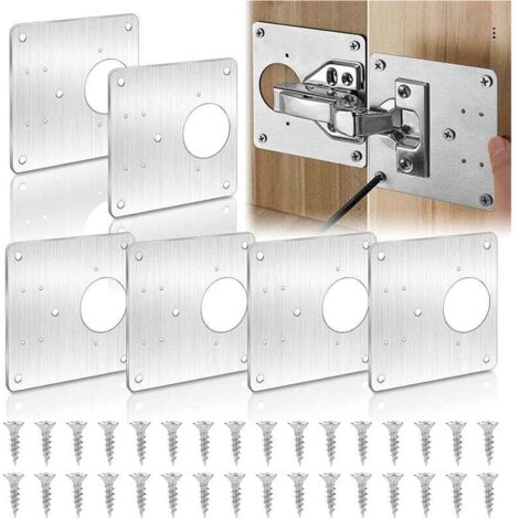 Kit de reparación de bisagras de acero inoxidable de 6 piezas para estantes de muebles de madera (1/5)