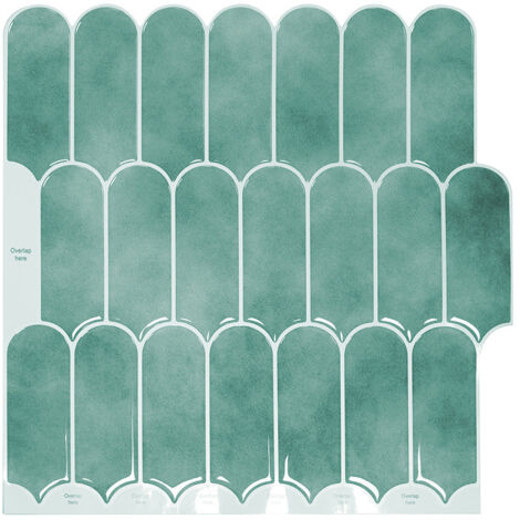 Papel pintado autoadhesivo para azulejos de color verde, 30 x 30 cm, estilo mosaico, impermeable, decorativo, para baño y cocina.