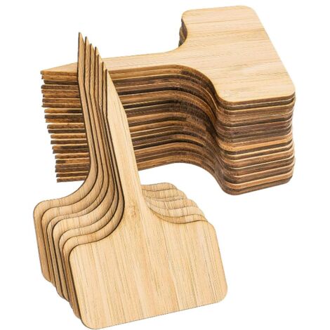 50 etiquetas de bambú para plantas, etiquetas de madera en forma de T, marcadores de jardín para macetas, hierbas, flores y verduras (6 x 10 cm) (1/5)