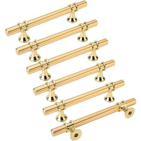 6 tiradores dorados para muebles, tiradores dorados para puerta de cocina, tiradores para cajón, tiradores dorados de latón para muebles, distancia entre centros de 96 mm.