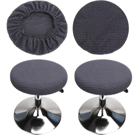 Funda para taburete redondo (gris oscuro, 2 piezas), apta para taburetes de bar y cafetería de 28-40 cm, elástica, lavable, fácil de limpiar, suave y duradera