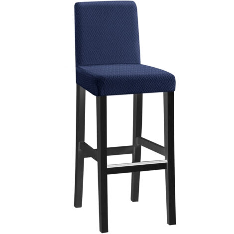 Funda de silla de jacquard a cuadros de 4 piezas - Azul marino, funda de silla elástica de una pieza, moderna y duradera, adecuada para decoración del hogar, hotel, restaurante, banquetes y cocina (1/5)