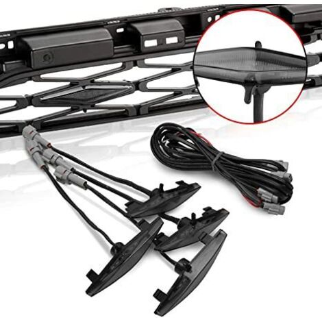 Paquete de 4 luces LED ámbar para parrilla (negras) con fusible e instrucciones para Toyota 4Runner TRD Pro 2014-2022 (SR5, TRD Off-Road, Limited y TRO Pro) (1/5)