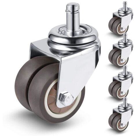Paquete de 5 ruedas giratorias para silla de oficina de 50 mm (11 mm x 22 mm), deslizamiento suave y silencioso, para alfombras, baldosas y suelos de madera. (1/5)