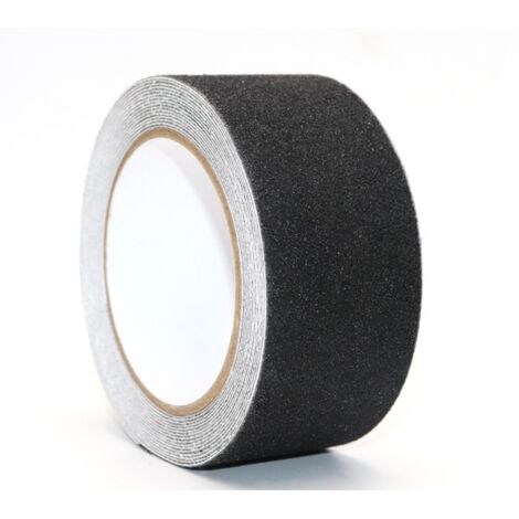 Cinta antideslizante de PVC negra de 5 m x 5 cm para escaleras, escalones, suelos y decoración de seguridad. (1/5)