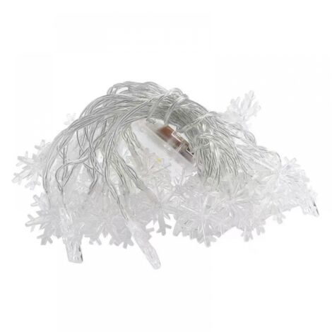 Guirnalda de luces LED navideñas con forma de copo de nieve (blanco cálido, 6 m), 40 luces LED, modo fijo e intermitente, ideal para decoración de interiores y exteriores. (1/5)