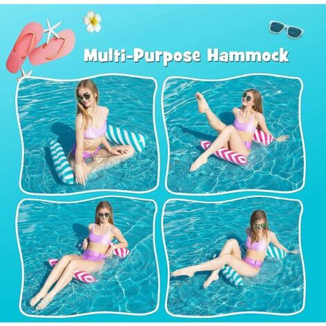 Hamaca Flotante Para Piscina 4 En 1 – Colchoneta Inflable Para Adultos Con Reposacabezas, Ideal Para Playa, Piscina Y Relax En Verano