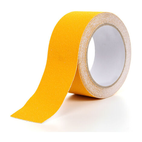 Cinta antideslizante de PVC amarilla de 5 m x 5 cm para escaleras, escalones, suelos y decoración de seguridad. (1/5)