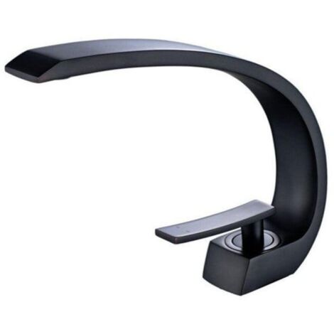 Grifo mezclador de lavabo moderno, ahorro de agua, grifo de lavabo de baño, grifo de cascada, grifo de inodoro, grifo creativo de baño negro (1/4)