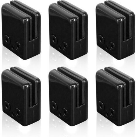 6 clips de vidrio negros de 6-8 mm, de acero inoxidable 304, ajustables, con parte trasera plana, para barandilla de escalera.