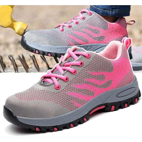 Sicherheitsschuhe für Männer und Frauen, Turnschuhe mit rutschfester Stahlkappe, atmungsaktives Mesh + leicht und bequem + pannensicher, Sommer-37 (1/5)