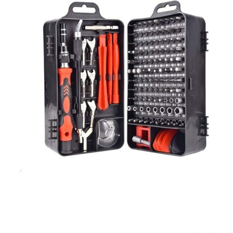 Mini-Präzisions-Magnetschraubendreher 135 in 1 Reparaturwerkzeug-Set für iPhone, Laptop, Uhr mit Aufbewahrungs-Organizer, Rot (1/5)
