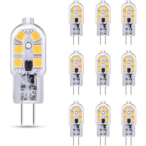 G4 LED 2 W 12 V AC/DC Kaltweiß 6000 K für Dunstabzugshaube, 200 lm, entspricht G4 10 W 20 W Halogenlampe, nicht dimmbar, Bi-Pin-LED G4 12 V für Kronleuchter/Wohnmobil, 10er-Pack (1/5)