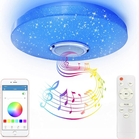 36 W RGB-LED-Deckenleuchte mit Bluetooth-Lautsprecher, 12 Zoll Deckenlampe mit Farbwechsel Kalt/Warm/Weiß mit App und Fernbedienung, wasserdichte Deckenleuchten für Kinderzimmer, Badezimmer (1/5)