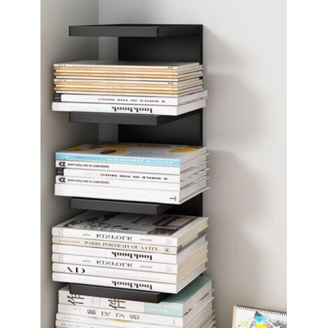 Platzsparendes Bücherregal für Zuhause/Büro, Zeitschriften-/Zeitungs-/Aktenbox (schwarz, 3 Ebenen) (1/4)