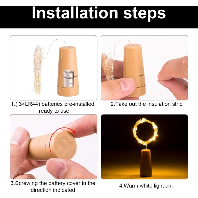 Luci per bottiglie di vino con tappo in sughero LED String Light Filo di rame Fata Ghirlanda Luci Decorazione natalizia per feste di nozze acquista in modo economico - spedizione gratuita, recensioni