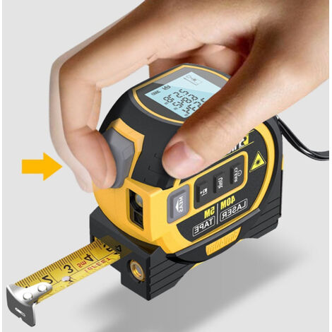 Metro A Nastro Laser Uadme 3 In 1 – Distanziometro 40m Con Livella A Croce, Memoria 20 Misurazioni E Nastro Da 5m