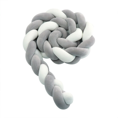 Paracolpi per culla - Cuscino per neonato a 3 intrecci Serpente intrecciato Protezione in velluto antiurto Paracolpi per letto Asilo nido per neonati Decorazione della camera da letto con, Bianco grig