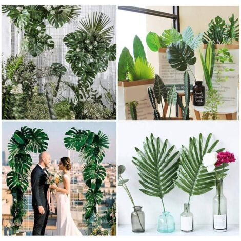 HERCHR Foglie Finte per Decorazioni,12 Pezzi Sottopiatti Foglia Verde