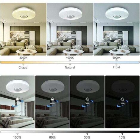 Plafoniera LED 36W Con Altoparlante Bluetooth | Lampada Da Soffitto Smart RGBW 30cm | Telecomando E Controllo APP I-Link | Luci Colorate Musica Sincronizzata | Per Camera Letto Soggiorno Cucina - 4