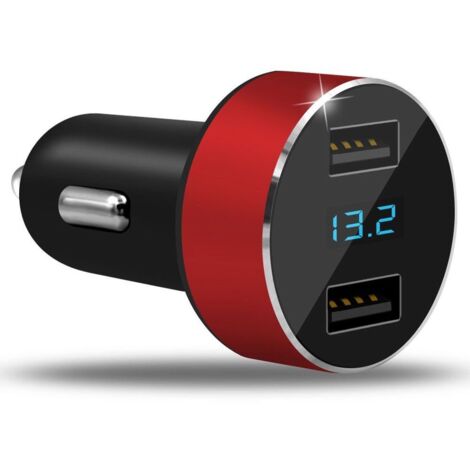 Adattatore caricabatteria per auto a doppia porta 3.1A Presa accendisigari USB 12V/25V Voltmetro digitale a LED per fotocamera tablet cellulare e altri caricabatterie, Rosso