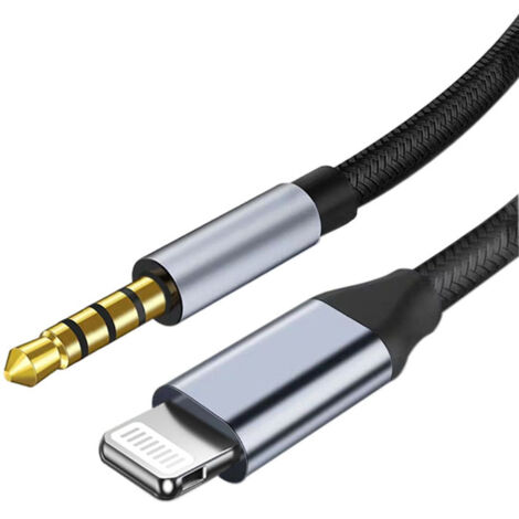 Cavo e adattatore CCTV, il cavo audio da Lightning a 3,5 mm AUX è adatto per il cavo adattatore audio per auto del telefono cellulare Apple, 1 metro (1/5)