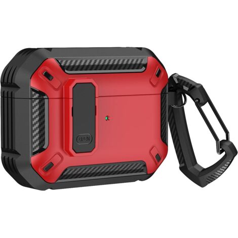 Custodia robusta compatibile con Apple Airpods Pro 2 generazione, custodia protettiva antiurto solo per AirPod Pro 2 con moschettone per donne e uomini (rosso) (1/5)