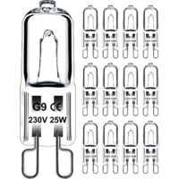 Lampadina G9 25 W 230 V Dimmerabile Bianco Caldo, Lampadina Alogena G9 Tolleranza 300 °C, Lampadina da Forno G9 per Plafoniere per Forni a Microonde, Confezione da 12 [Classe di efficienza energetica