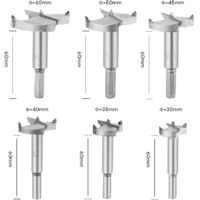 Pezzi Forstner Punte da Trapano per Legno, Svasatore per Legno in Carburo Diametro 30/35/40/45/50/60mm, Per Modellare Fori per la Lavorazione del Legno, Installazione di Porte Sferiche in Legno, Casse