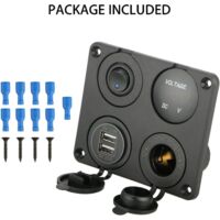 Caricabatterie Da Pannello 4 In 1 – Doppia USB + Voltmetro + Presa 12V Per Auto/barca