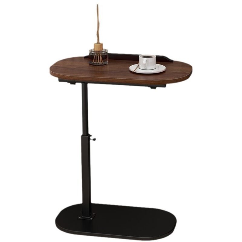 Mesa Auxiliar En Forma De C Regulable - Mesita De Sofá Giratoria 360°, Color Nogal