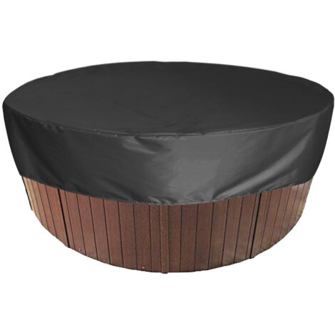 Cubierta redonda para piscina, cubierta solar para piscina, cubierta protectora impermeable para spa, 190T para bañera de spa al aire libre,——Negro 200 × 30 cm (1/5)
