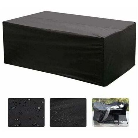 Funda para Muebles de Jardín 213X132X74cm Fundas para Muebles Negras de Tela Oxford 210D Impermeable a Prueba de Viento para Exteriores con Hebilla de Bloqueo Lona Protectora para Muebles de Sillas de (1/5)
