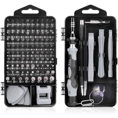Kit de destornilladores de precisión 115 en 1, kit de destornilladores de precisión magnéticos portátiles, herramientas de reparación de destornilladores para computadora/portátil/iPhone/gafas/reloj/t (1/5)
