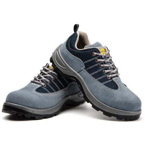 Zapatos amigables con el trabajo, zapatos de seguridad antipuñaladas, zapatos de seguridad para hombres, antideslizantes y resistentes al desgaste, cómodos y transpirables (color: gris) -45 (1/5)