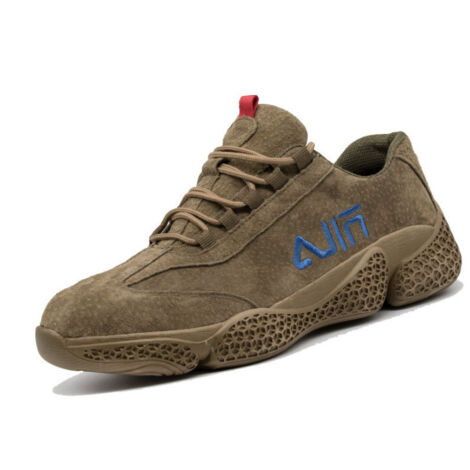 Zapatos de seguridad para hombre, calzado de trabajo ligero, antiaplastamiento y antiperforación, caqui (fourseasons) -42 (1/5)
