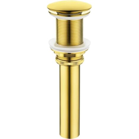 Grifo de baño, lavabo, fregadero, tapón de drenaje abatible sin desbordamiento, dorado (1/5)