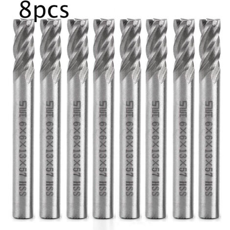 Fresa para taladro, promoción, 8 piezas de cortadores de torno de vástago recto, herramienta de corte de metal HSS de 8 mm, fresa de 4 flautas, fresadora de grabado, juego de herramientas CNC (1/5)