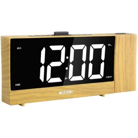 Reloj de pared, reloj de pared con temporizador y proyección, función FM, reloj de escritorio, fecha, temperatura, visualización semanal, para dormitorio, oficina, reloj de habitación. (1/5)